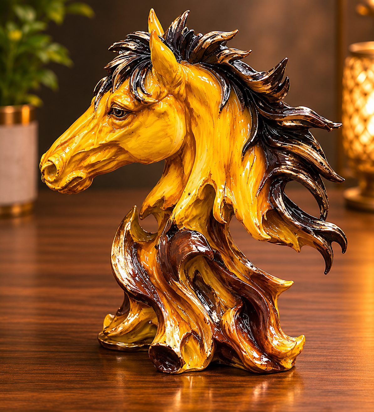 Luxury Golden Horse Head Decorative Showpiece for Modern Home & Office Decor