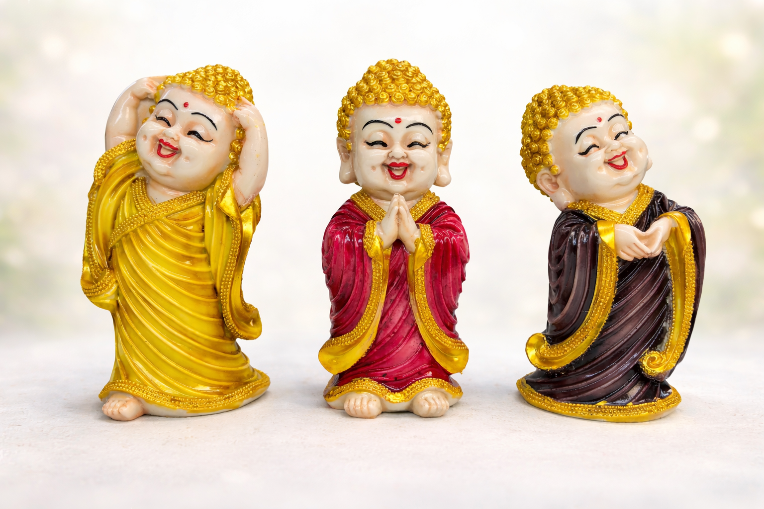 Laughing Baby Buddha Trio – Peace, Joy & Prosperity Set